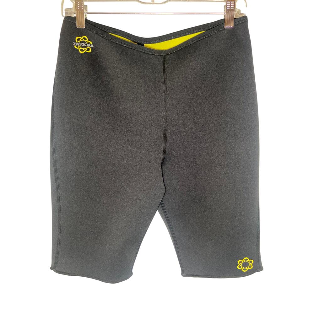 Black Neoprene Fitness Shorts w/Yellow Accents